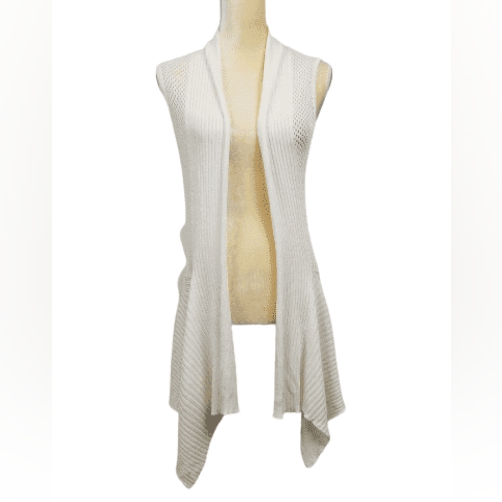 Adore Ivory Open-Front Knit Duster Vest